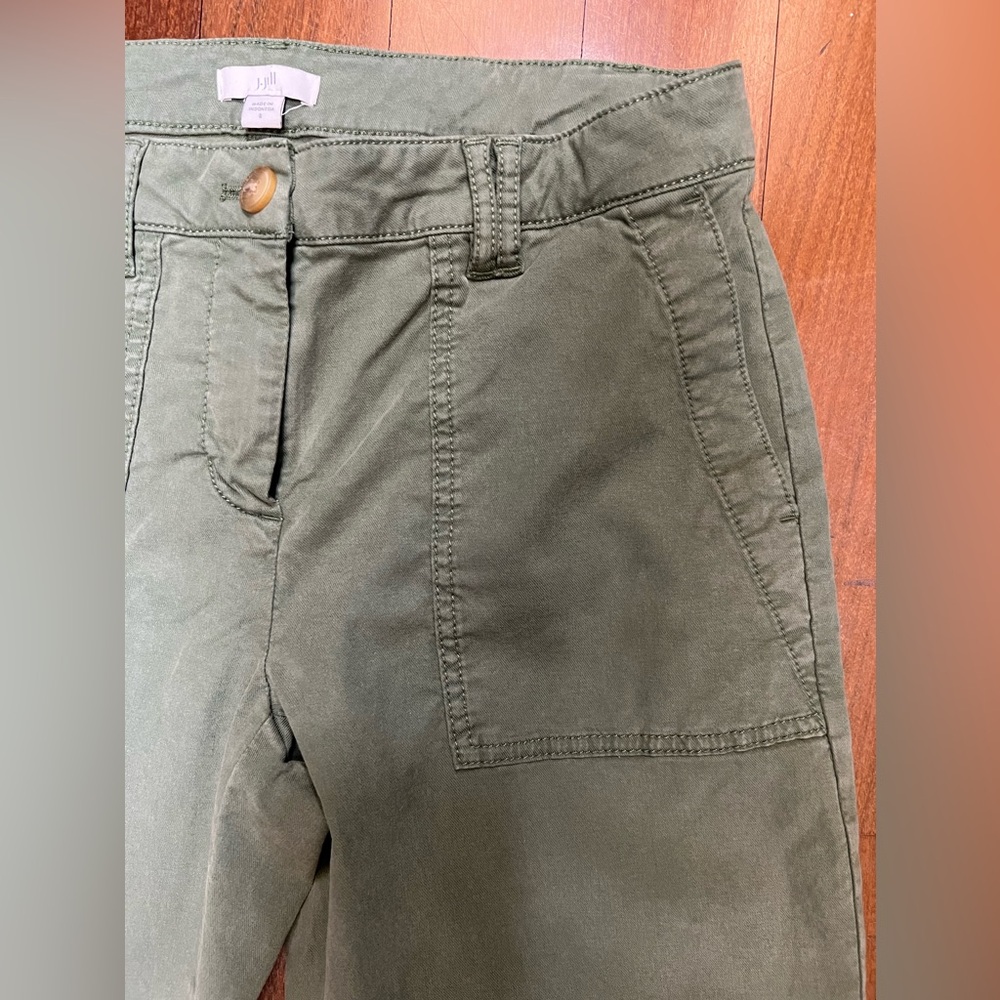 J Jill 4 Olive Fringe Hem Chino Straight Leg Pants - Picture 4 of 8